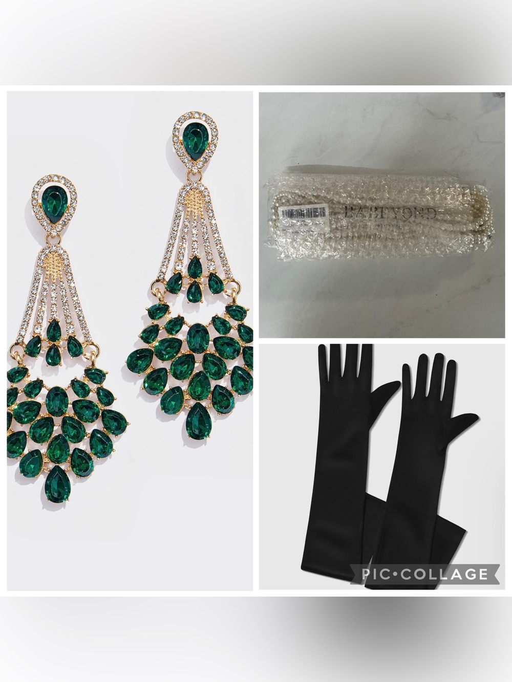 Emerald Teardrop Chandelier Earrings - Gold Tone